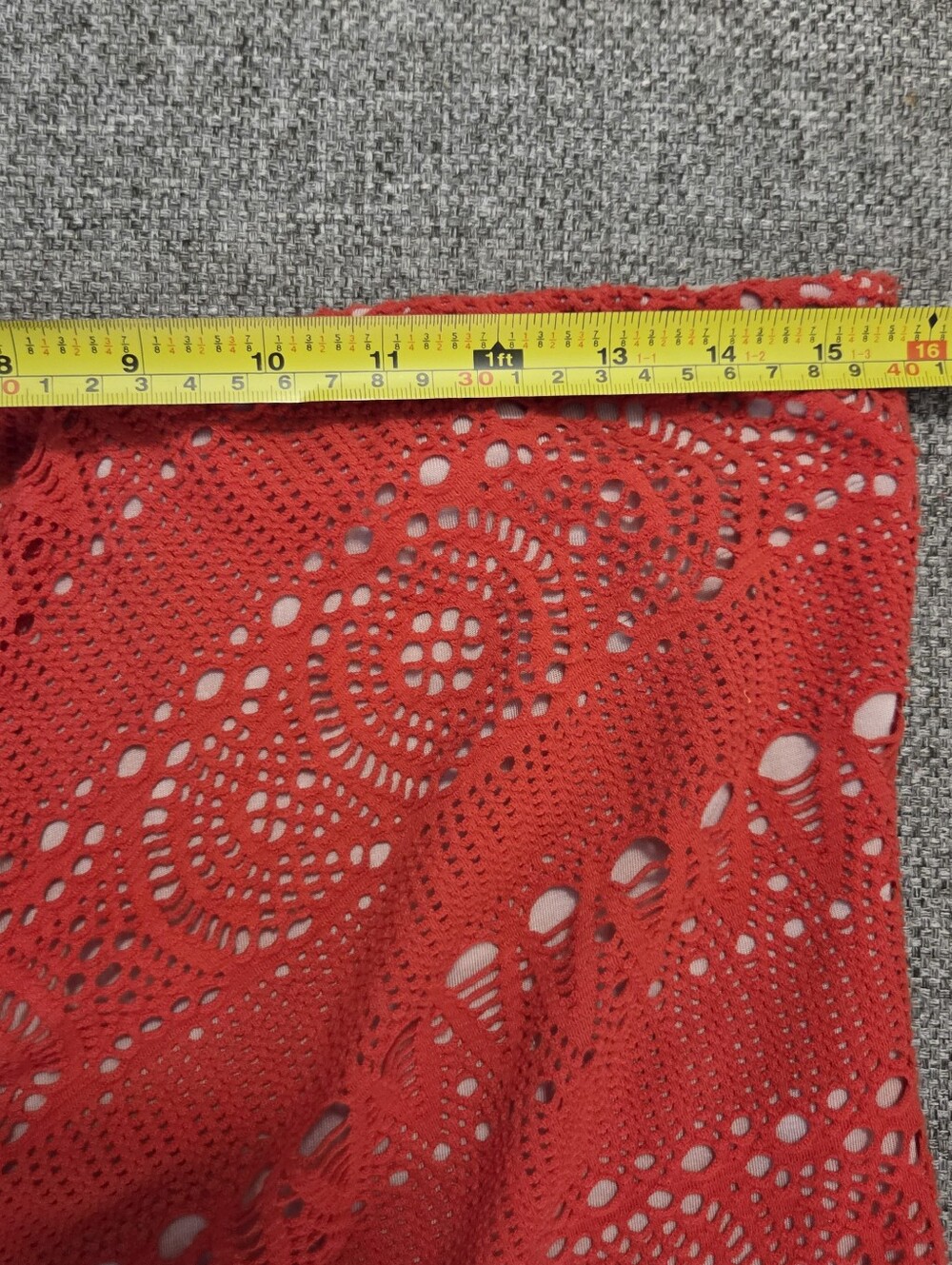 Free People Oceanside Strapless Ruched Dress Sz Med Crochet Lace Red Orange - Picture 10 of 12